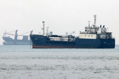 Vessels transit the Hormuz Strait off the coast of Iran's